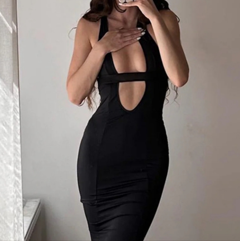 NWT Commense Solid Cutout Cami Long Dress
